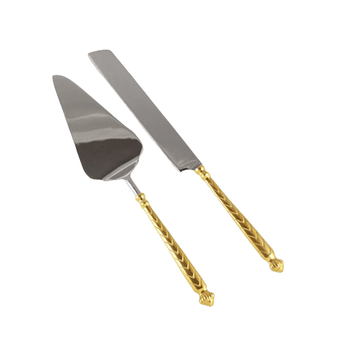 S.STEEL BUTTER KNIFE WITH BRASS HANDLE (POLISH) SET OF 2